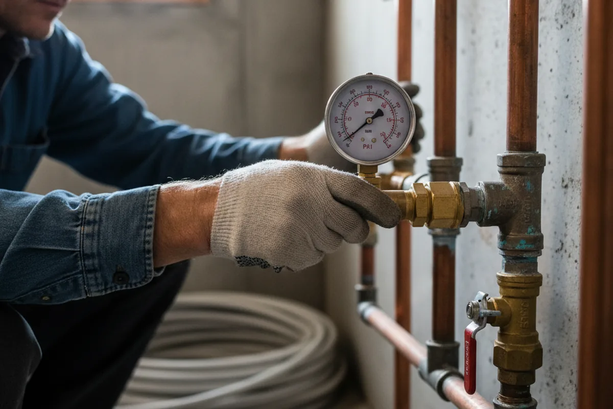 Pressure testing a repaired line during Water Line Repair in Fresno